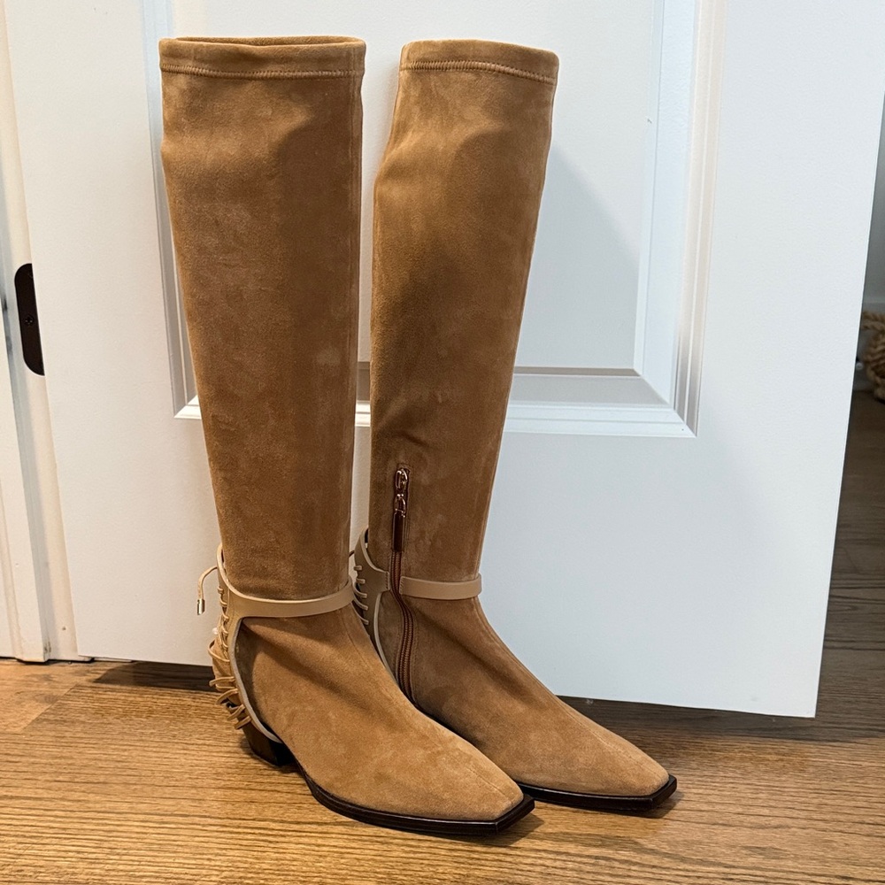 Daniella Shevel NY Tan Suede Knee-High Women's Boots Sz 39 NEW $995 Gorgeous! - Picture 3 of 10